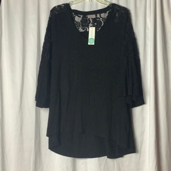 Evolution knit top SZ 2X lace yoke and sleeves NWT - Picture 1 of 3